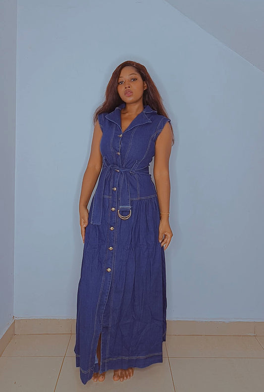 Blue Maxi Jeans Dress