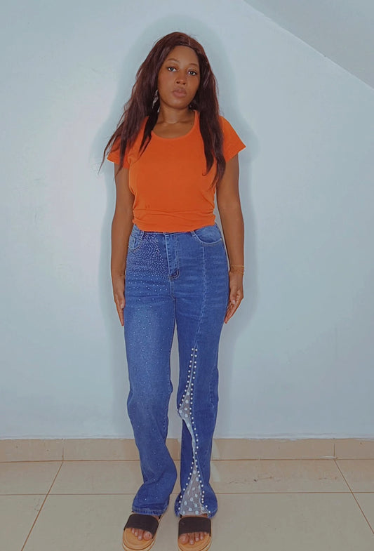 Blue jeans with split