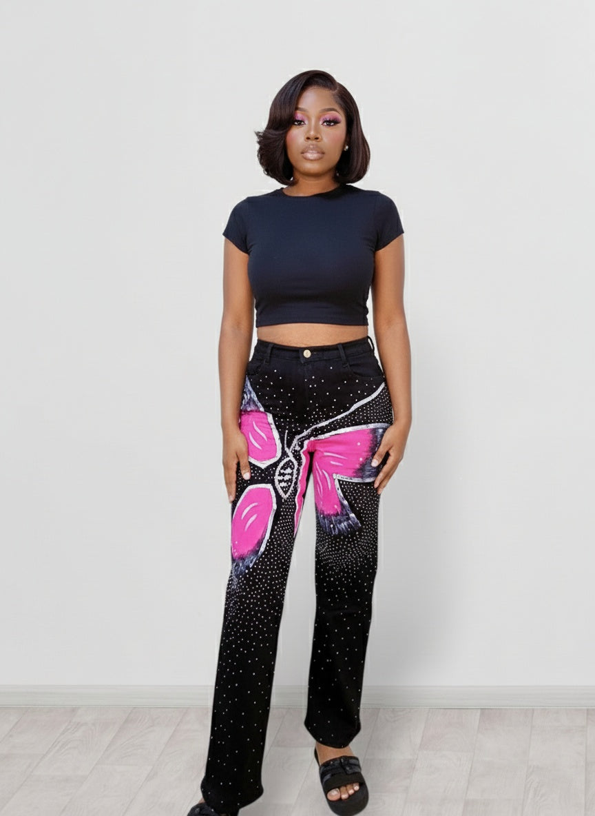 Black and pink jeans