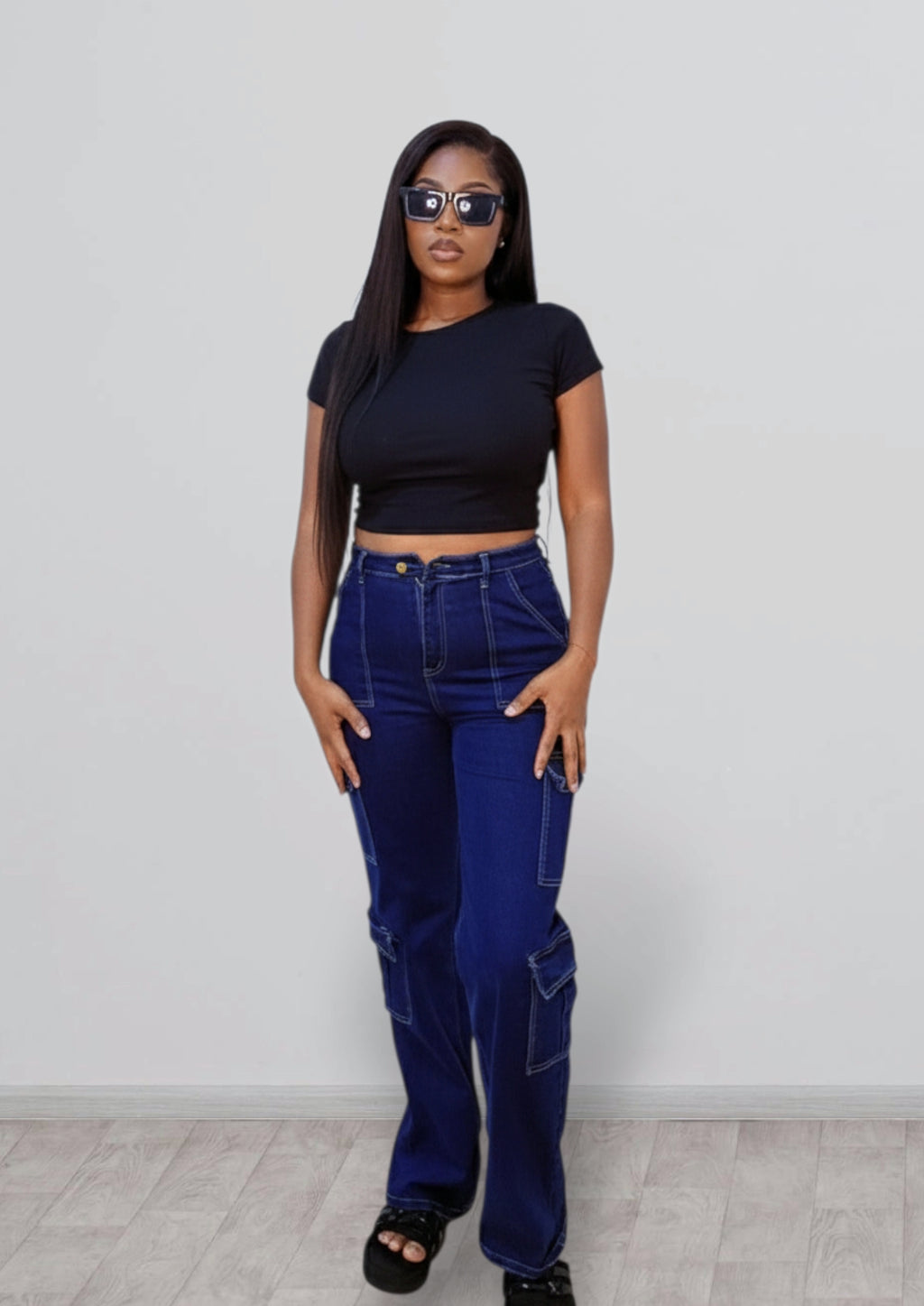 Deep Blue Cargo Jeans