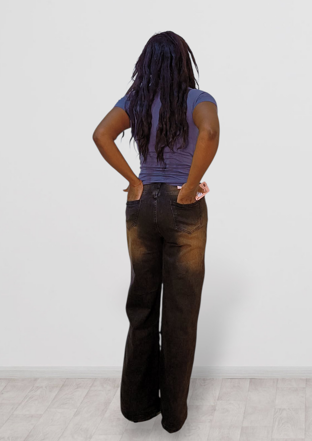 Urban Peak Button-Distressed Wide Leg Jeans